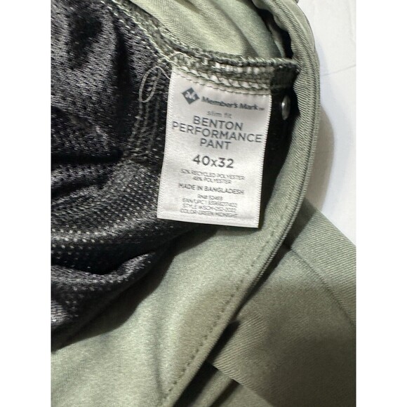 Members Mark Mens Pants Benton Performance Stretch Slim Fit Green‎ Size 40 x 32 - Picture 8 of 9